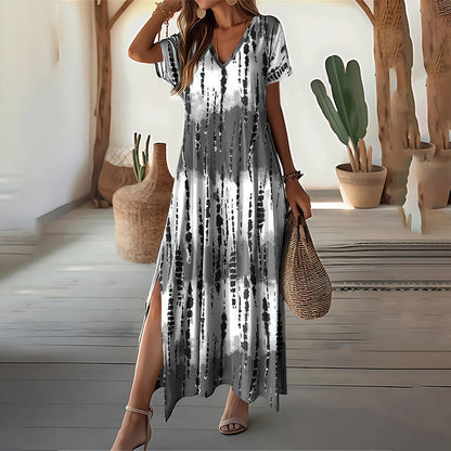 💖Last Day 50% OFF💖💃Women’s Causal V-Neck Gradient Dress