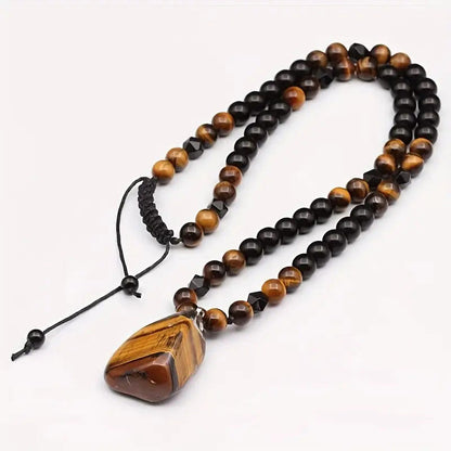 🔥50% OFF NOW🦁Men's Natural Tiger's‑Eye Beaded Necklace‑Stylish Energy Healing Stone Jewelry for Daily & Gift‑Giving