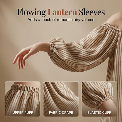 🔥50% OFF NOW👗Women’s Off-Shoulder Lantern Sleeve Maxi Dress Elegant Long Dress for Party & Daily Wear