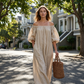 🔥50% OFF NOW👗Women’s Off-Shoulder Lantern Sleeve Maxi Dress Elegant Long Dress for Party & Daily Wear