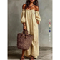 🔥50% OFF NOW👗Women’s Off-Shoulder Lantern Sleeve Maxi Dress Elegant Long Dress for Party & Daily Wear