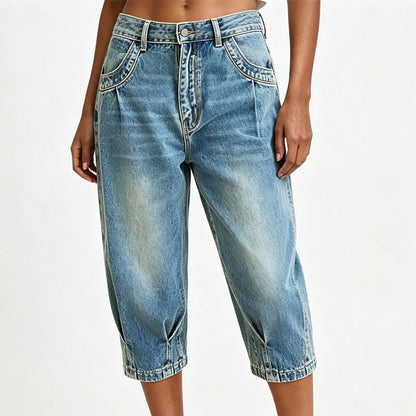 🔥50% OFF NOW👖Women’s Vintage Capri Denim Jeans, Cropped Stretch Denim Capris for Summer Daily Outfit