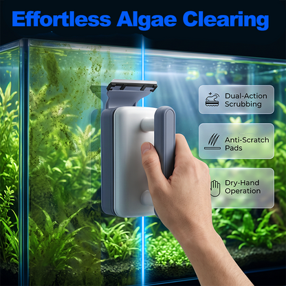 🔥50% OFF NOW🐠Magnetic Aquarium Glass Cleaner Tool, Double-Sided Floating Algae Scraper for Fish Tank