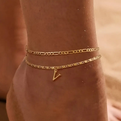 🔥50% OFF NOW✨Dainty Layered Gold Initial Anklets Custom Letter Ankle Bracelets Women Summer Jewelry