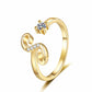 Adjustable Sparkle Initial Ring for Women