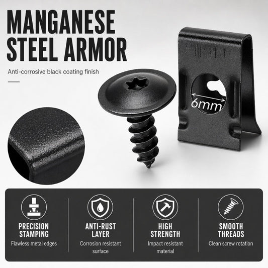 Universal Car Metal U-Type Clips and Screws Set