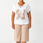 Women Casual Two Piece Set V Neck Tee and Cropped Pants