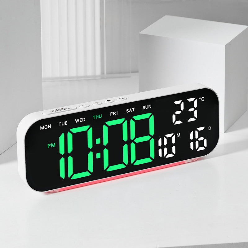 LED Display Digital Alarm Clock with Date Temp Weekday