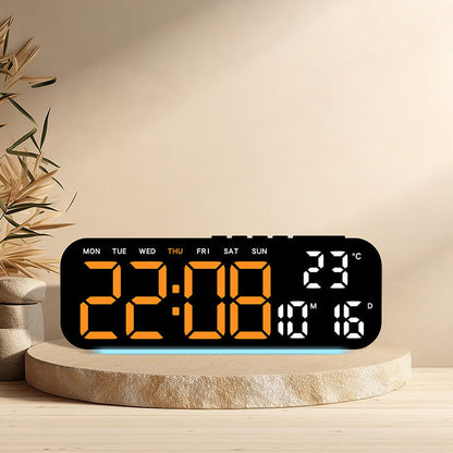 LED Display Digital Alarm Clock with Date Temp Weekday