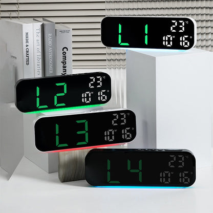 LED Display Digital Alarm Clock with Date Temp Weekday