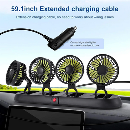 4-Head Car Cooling Fan with 360 Degree Rotation