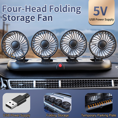 4-Head Car Cooling Fan with 360 Degree Rotation