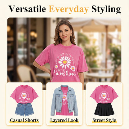 🎁2026 New Arrivals 50% OFF💥Vintage Washed Daisy T-Shirt – Soft Breathable Blend, Relaxed Drop Shoulder Fit and Retro Everyday Style