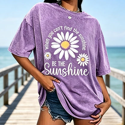 🎁2026 New Arrivals 50% OFF💥Vintage Washed Daisy T-Shirt – Soft Breathable Blend, Relaxed Drop Shoulder Fit and Retro Everyday Style