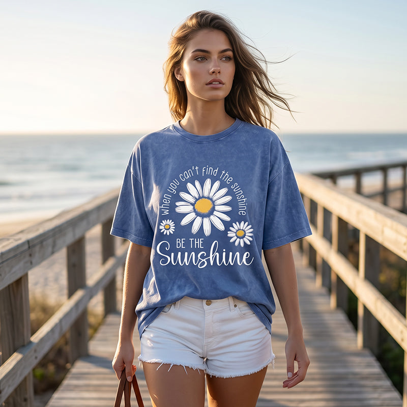 🎁2026 New Arrivals 50% OFF💥Vintage Washed Daisy T-Shirt – Soft Breathable Blend, Relaxed Drop Shoulder Fit and Retro Everyday Style