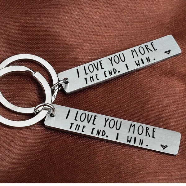 💓 "I love you more in the end I win" Funny keychain for birthday📢📢BUY 1 GET 1 FREE  !! ⏰