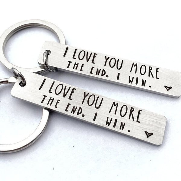💓 "I love you more in the end I win" Funny keychain for birthday📢📢BUY 1 GET 1 FREE  !! ⏰