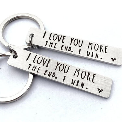 💓 "I love you more in the end I win" Funny keychain for birthday📢📢BUY 1 GET 1 FREE  !! ⏰