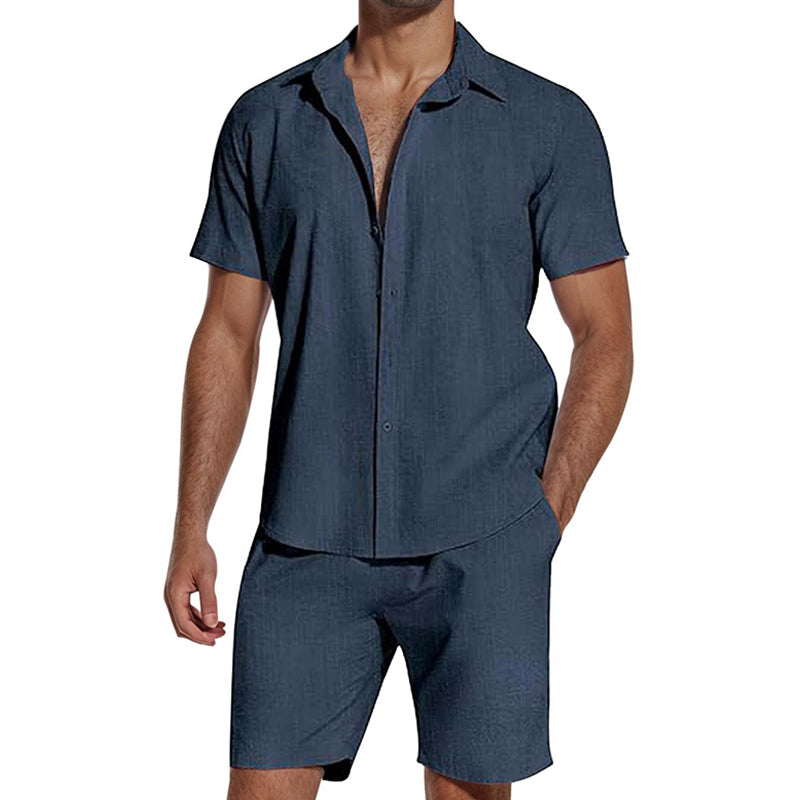 🎉 2026 Sale — Over 51,000 Sold! 👕 Summer Casual Breathable 2-Piece Set for Men – Camp Collar & Shorts ☀️