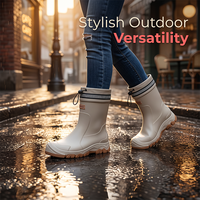 Unisex Mid-Calf Waterproof Rain Boots