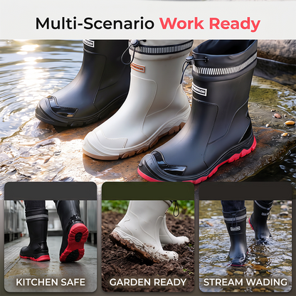 Unisex Mid-Calf Waterproof Rain Boots