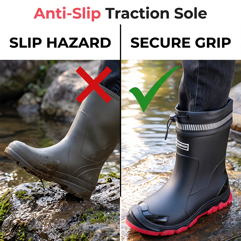 Unisex Mid-Calf Waterproof Rain Boots