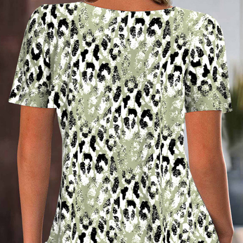 Women's Casual Printed Round Neck Short Sleeve Top