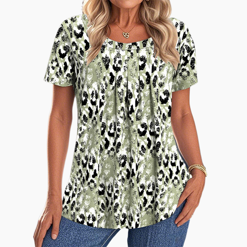 Women's Casual Printed Round Neck Short Sleeve Top