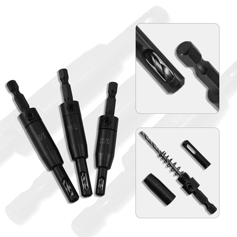 Self-Centering Hinge Drill Bit Set