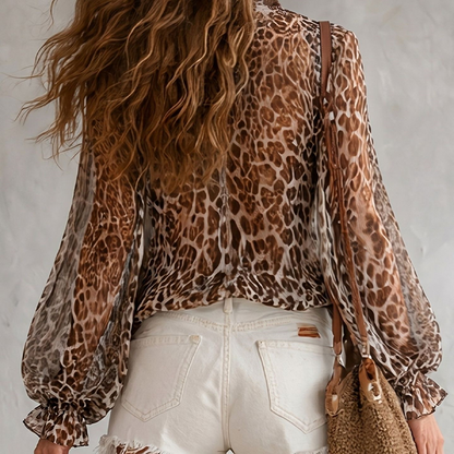 Women's V-Neck Leopard Print Top