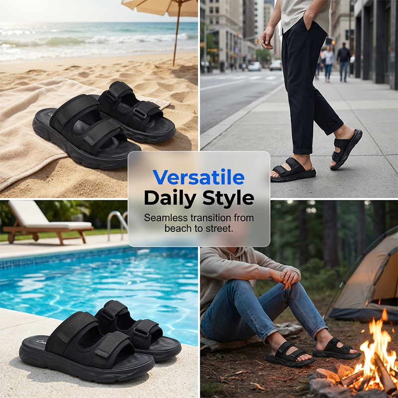 Men's Adjustable Dual-Strap Slide Sandals