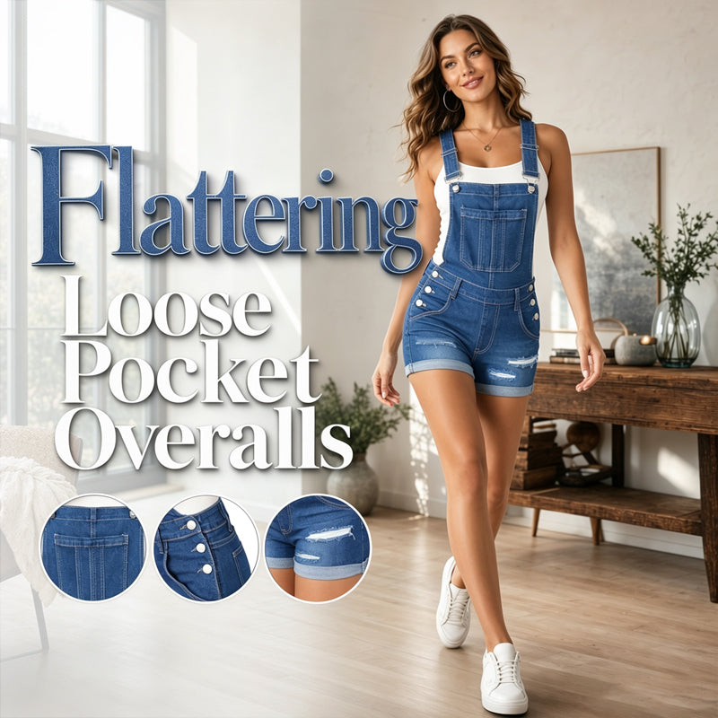 Women's Casual Denim Short Overalls