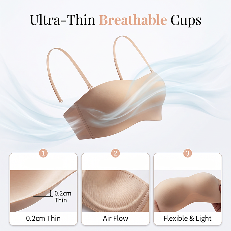 Women's Invisible Push-Up Bandeau Bra 🤍 Stay Up, Stay Hidden – Your Best-Kept Secret Under Every Outfit ✨