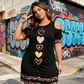 Women's Cold Shoulder Leopard Trim T-Shirt Dress