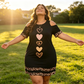 Women's Cold Shoulder Leopard Trim T-Shirt Dress