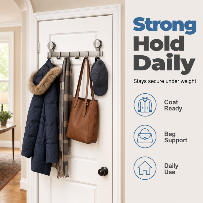 🚪 50% OFF NOW! 📌 Suction Cup Over Door Hook Rack – Tool-Free Install, Strong Hold, No Drilling & Clutter-Free Entryway ✨