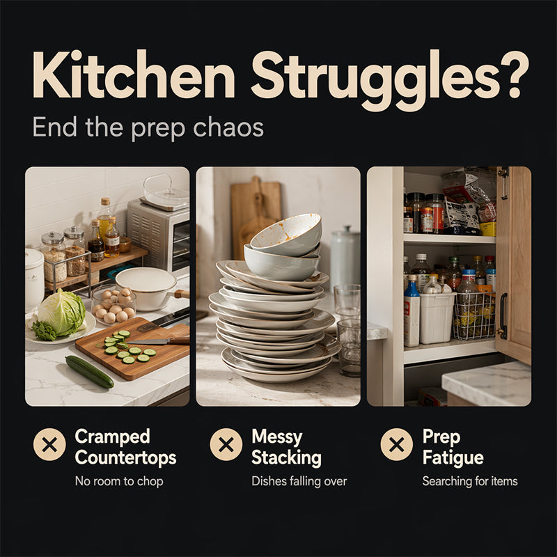 Multi-Layer Space-Saving Kitchen Prep Dish Storage
