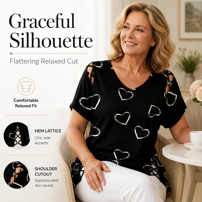 🎉  50% OFF! 👚 Cutout V-Neck Tee – Effortless Side-Tie Chic 🌸