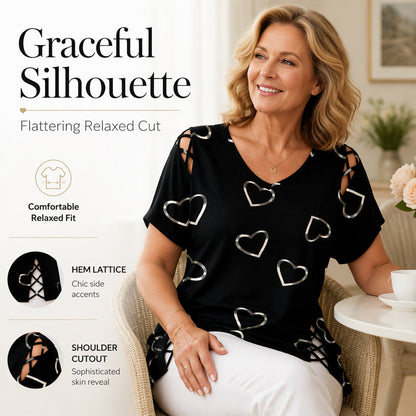🎉  50% OFF! 👚 Cutout V-Neck Tee – Effortless Side-Tie Chic 🌸
