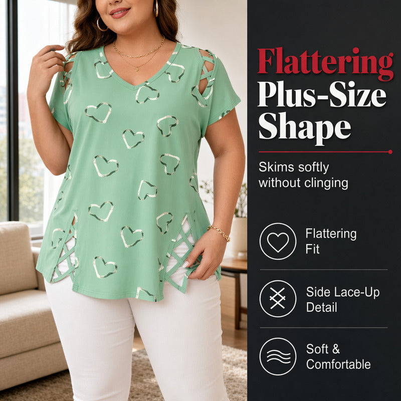 🎉  50% OFF! 👚 Cutout V-Neck Tee – Effortless Side-Tie Chic 🌸