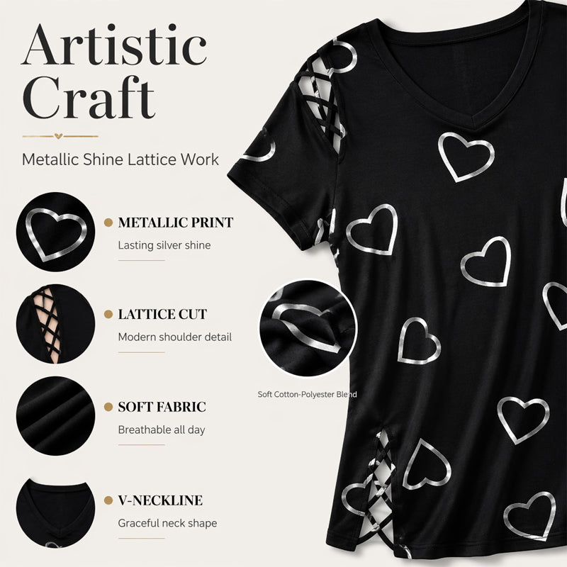 🎉  50% OFF! 👚 Cutout V-Neck Tee – Effortless Side-Tie Chic 🌸