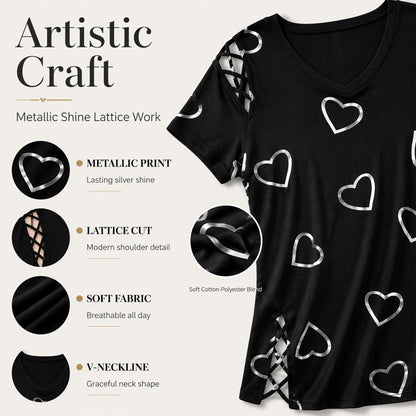 🎉  50% OFF! 👚 Cutout V-Neck Tee – Effortless Side-Tie Chic 🌸