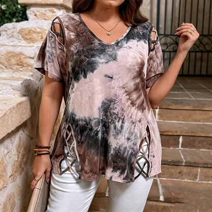 🎉  50% OFF! 👚 Cutout V-Neck Tee – Effortless Side-Tie Chic 🌸