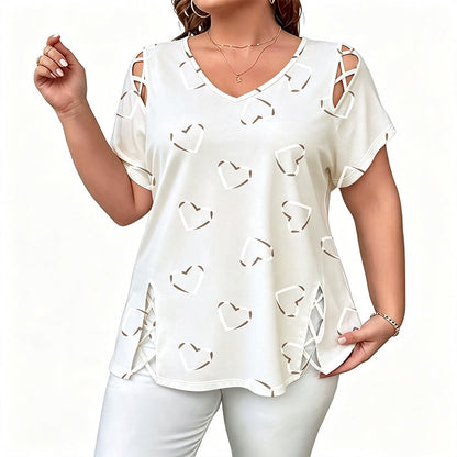 🎉  50% OFF! 👚 Cutout V-Neck Tee – Effortless Side-Tie Chic 🌸