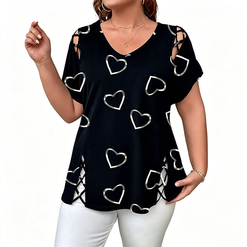 🎉  50% OFF! 👚 Cutout V-Neck Tee – Effortless Side-Tie Chic 🌸