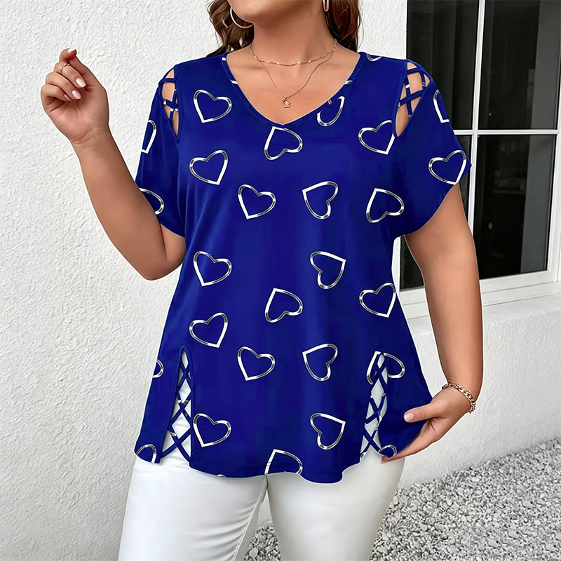 🎉  50% OFF! 👚 Cutout V-Neck Tee – Effortless Side-Tie Chic 🌸