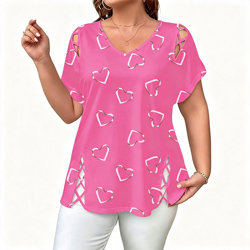 🎉  50% OFF! 👚 Cutout V-Neck Tee – Effortless Side-Tie Chic 🌸