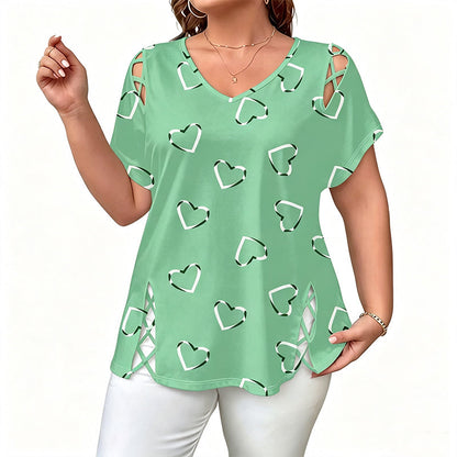 🎉  50% OFF! 👚 Cutout V-Neck Tee – Effortless Side-Tie Chic 🌸