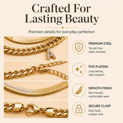 Dainty Layered Gold Initial Anklets for Women