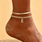 Dainty Layered Gold Initial Anklets for Women